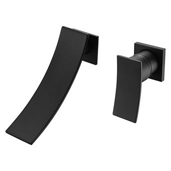 SUMERAIN Wall Mounted Bathroom Sink Faucet, Two-Hole Waterfall Bathroom Faucet, Sleek Design