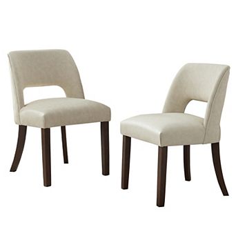 Faux Leather Upholstered Back Side Dining Chair (Set of 2)