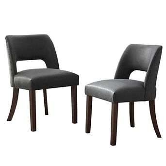 Faux Leather Upholstered Back Side Dining Chair (Set of 2)