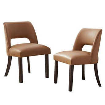 Faux Leather Upholstered Back Side Dining Chair (Set of 2)