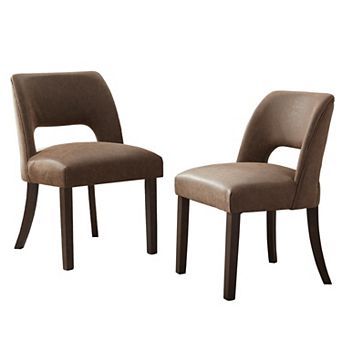 Faux Leather Upholstered Back Side Dining Chair (Set of 2)