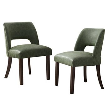 Faux Leather Upholstered Back Side Dining Chair (Set of 2)