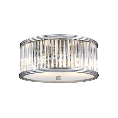 12 In. 2-Light Flush Mount Ceiling Light with Clear Glass Tube Shade,Damp Rated