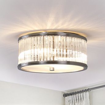 12 in 2-Light Flush Mount Ceiling Light with Clear Glass Tube Shade,Damp Rated