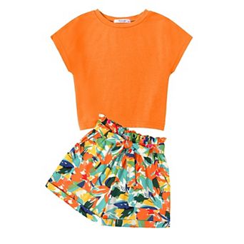 Arshiner Girls Clothes Summer Outfits Piece Set Drop Shoulder Short Sleeve Shirts And Paperbag