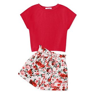 Arshiner Girls Clothes Summer Outfits Piece Set Drop Shoulder Short Sleeve Shirts And Paperbag