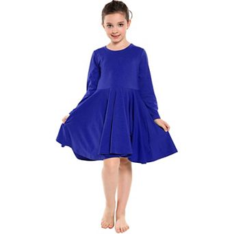Arshiner Girls Long Sleeve Stretchy Dress A Line Twirly Skater School Party Dress