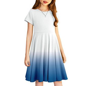 Arshiner Girl's Summer Dresses Short Sleeve Casual Holiday Skater Twirl Dress with Pockets