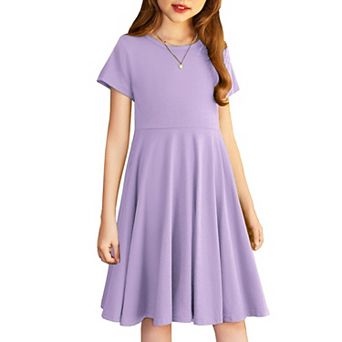 Arshiner Girl's Summer Dresses Short Sleeve Casual Holiday Skater Twirl Dress with Pockets