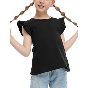 Arshiner Girls Short Sleeve T Shirt Cute Flying Sleeves Summer Casual Blouse Tunic Tops