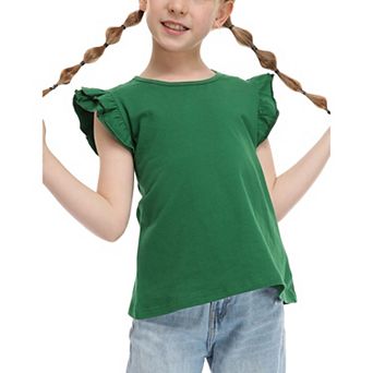Arshiner Girls Short Sleeve T Shirt Cute Flying Sleeves Summer Casual Blouse Tunic Tops