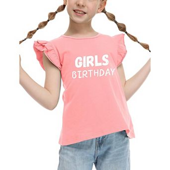 Arshiner Girls Short Sleeve T Shirt Cute Flying Sleeves Summer Casual Blouse Tunic Tops
