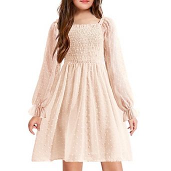 Arshiner Girl Tulle Dress Winter Long Sleeve Teen Girls Party Casual Dresses