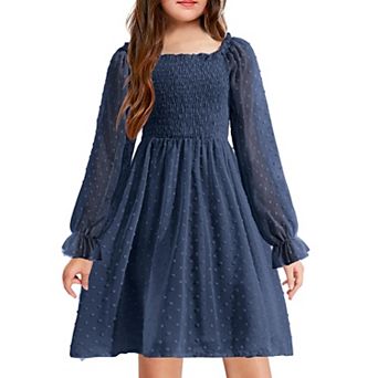 Arshiner Girl Tulle Dress Winter Long Sleeve Teen Girls Party Casual Dresses