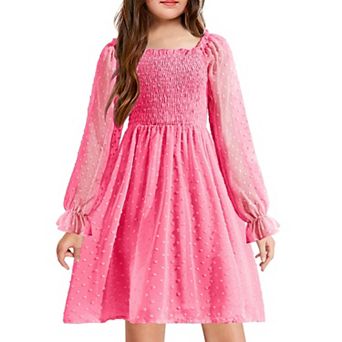 Arshiner Girl Tulle Dress Winter Long Sleeve Teen Girls Party Casual Dresses