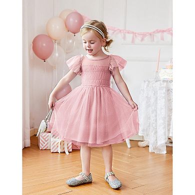Arshiner Dress For Toddler Ruffle Sleeve