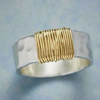 Two-Tone Plain Band Ring for Women Low-Key Versatile for Daily Wear
