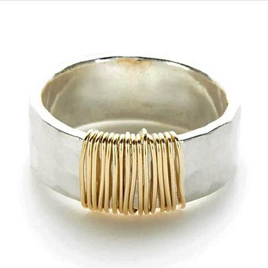 Two-Tone Plain Band Ring for Women Low-Key Versatile for Daily Wear