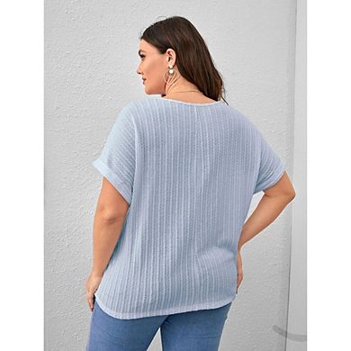 Women's Plus Size Short Sleeve Top Casual Crewneck Shirt
