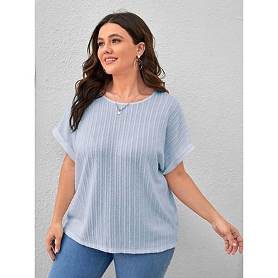 Women's Plus Size Short Sleeve Top Casual Crewneck Shirt