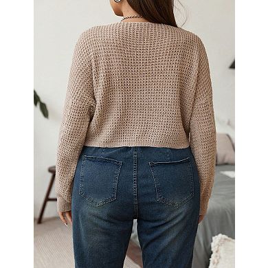 Women's Plus Size Long Sleeve V-Neck Casual Lightweight Sweaters