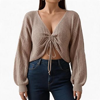 Women's Plus Size Long Sleeve V-Neck Casual Lightweight Sweaters