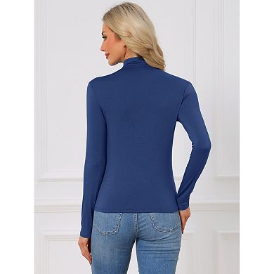 Women's Turtleneck Long Sleeve Tops Casual Lightweight Basic Tees Cozy Pullover Shirts