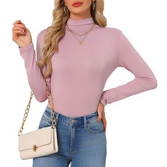 Women's Turtleneck Long Sleeve Tops Casual Lightweight Basic Tees Cozy Pullover Shirts