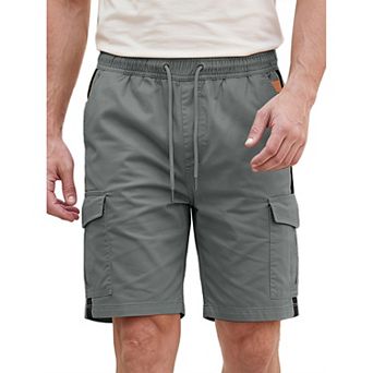 Men's Drawstring Elastic Waist Pockets Color Block Design Cargo Shorts