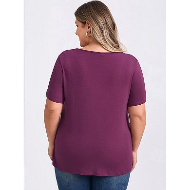 Women's Plus Size Two‑Pack Blouses, Gingham Peplum Blouse & Front Layered Ruffle Round Neck Top