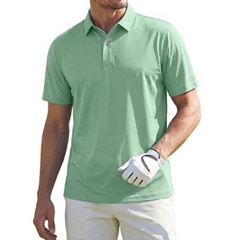 Men's Jacquard Polo Shirt Short Sleeve Lightweight Casual Golf Polo Shirts