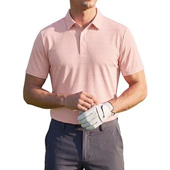 Men's Jacquard Polo Shirt Short Sleeve Lightweight Casual Golf Polo Shirts