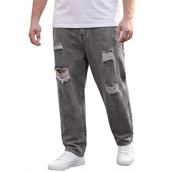 Men's Big & Tall Ripped Jeans Casual Baggy Distressed Denim Pants