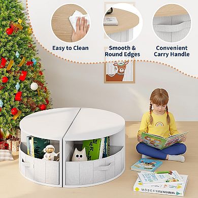 Kids Table and Chair Set, 5 Pieces Wooden Round Nesting Design Multi-Activity Table