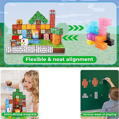 Magnetic Blocks 100PCS, Magnetic Building Blocks Cubes, Stacking Magnets, School STEM Toys