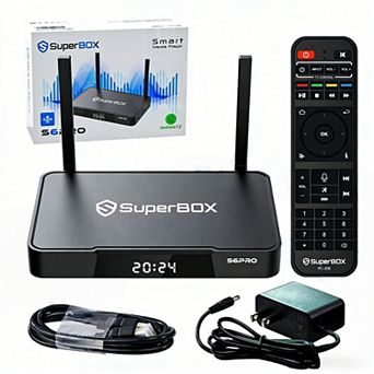 Super Box S6 Pro 6K Android TV Streaming Box, 32GB, WiFi 6, Voice Remote, Time-Shift
