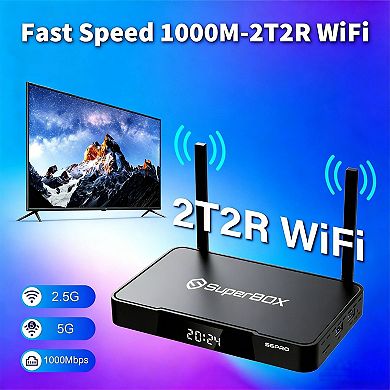 Super Box S6 Pro 6K Android TV Streaming Box, 32GB, WiFi 6, Voice Remote, Time-Shift