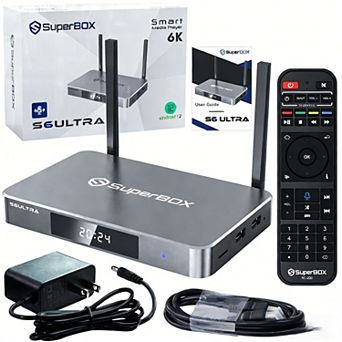 Super Box S6 Ultra 6K Android TV Streaming Box, 4GB RAM 128GB, WiFi 6, Voice Remote