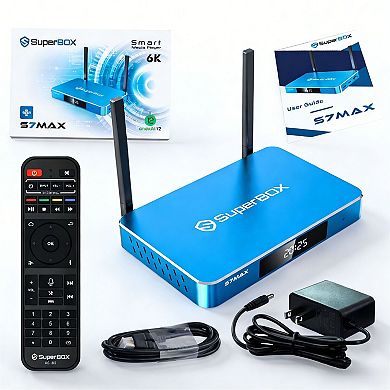 Super Box S7 Max 6K Android TV Streaming Box, 64GB, Voice Command, Parental Control
