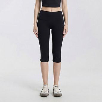 Women's High Waist Capri Leggings with Wide Waistband Smooth Stretch Pull On Workout Yoga Pants