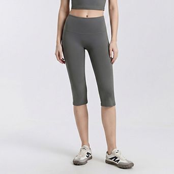 Women's High Waist Capri Leggings with Wide Waistband Smooth Stretch Pull On Workout Yoga Pants