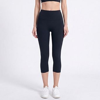 Women's High Waist Capri Leggings with Wide Waistband Smooth Stretch Workout Yoga Pants