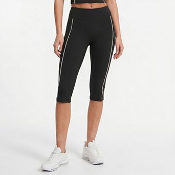 Women's High Waist Side Stripe Capri Leggings Wide Waistband Cropped Workout Yoga Pants