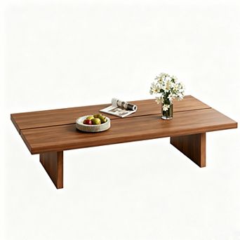 Mid Century Rectangular Coffee Table with 2 Legs