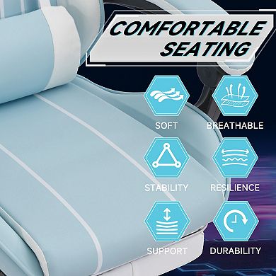 Ergonomic Gaming Chair with Footrest & Massage Lumbar Support