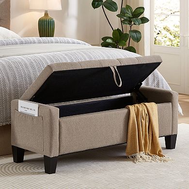 45" Storage Ottoman Bench with Button Tufting and Safety Hinge