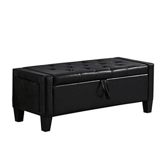 45" Storage Ottoman Bench with Button Tufting and Safety Hinge