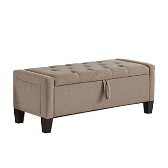 45" Storage Ottoman Bench with Button Tufting and Safety Hinge