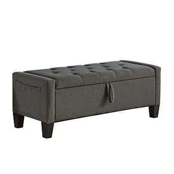 45" Storage Ottoman Bench with Button Tufting and Safety Hinge