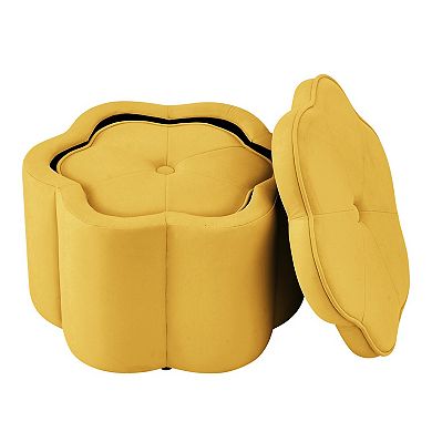Set of 2 Flower Shaped Petal Storage Ottomans
